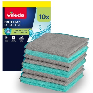 Prosoape din microfibra Vileda Pro Clean, 10 bucati, cu enzime active, 34x30 cm