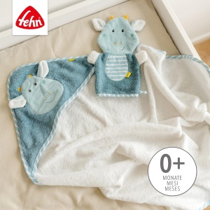Prosop cu gluga pentru copii Fehn Little Castle model Dragon 80x80 cm material frotir moale - Img 2