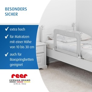 Protectie pentru pat Reer ByMySide, 100x50 cm, gri, cu functie de pliere - Img 4