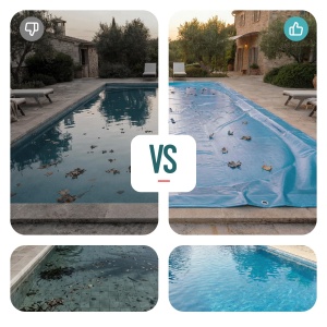 Protectie pentru piscina VOUNOT 4x8m, material PE 160gm, rezistenta la UV, albastra - Img 4