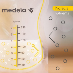Pungi pentru lapte matern Medela Easy Pour, 210 ml, set 50 buc, design rezistent la scurgeri - Img 3