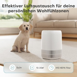 Purificator de aer AROVE cu filtru HEPA H13, 5W, alb, silentios - Img 5