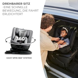 Putere pentru copii XPEDITION2 I-SIZE 40-150 cm, Scaun pentru copii 0-36 kg, Scaun auto cu spatele la directia de mers rotativ la 360 de grade, Scaun auto pentru copii cu statie Isofix, FWF si RWF, Tetiera/spatar reglabila cu pozitie inclinata, Gri - Img 4