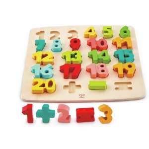 Puzzle din lemn Hape - Joc educativ pentru copii, 20 de numere, design colorat