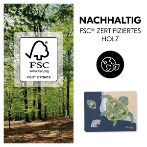 Puzzle din lemn hauck pentru copii, 1 an, forme de animale, design prietenos - Img 4