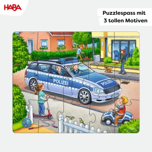 Puzzle HABA Set 3 Piese pentru Copii cu 12, 15 si 18 Piese - Tematica Politie si Pompieri - Img 2