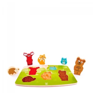 Puzzle interactiv Hape E1621 cu animale din padure si materiale tactile - Img 4