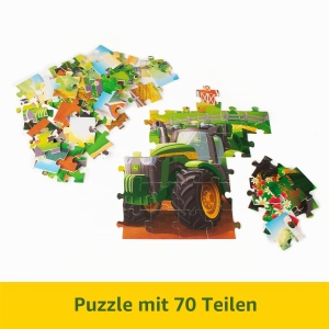 Puzzle John Deere 70 piese pentru copii, animale, culori naturale - Img 3