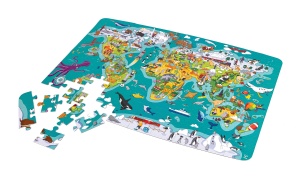 Puzzle si joc Hape 2-in-1 Weltreise harta geografica pentru copii lemn educativ - Img 4