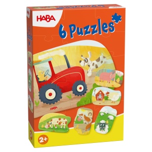 Puzzle-uri HABA 6 Piese Ferma Puzzles Colorate pentru Copii de la 2 Ani Dezvoltare Motorie