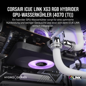 Racitor GPU Hibrid CORSAIR iCUE LINK XG3 RGB pentru NVIDIA RTX 40704070 Ti, Negru - Img 2