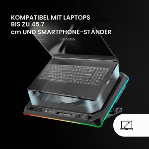 Racitor Laptop Mars Gaming MNBC-Ultra, 140mm, RGB, 5 Pozitii, Negru - Img 5