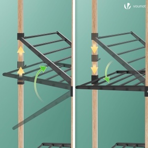 Racks pentru rufe VOUNOT 3 niveluri, 25m lungime, negru, design compact - Img 7