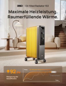 Radiator electric Dreo cu ulei, 2000W, 9 ripeni, termostat ajustabil - Img 2