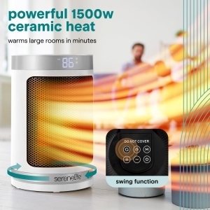 Radiator electric SereneLife 1500W, Wi-Fi, telecomanda, termostat, timer 12 ore - Img 3