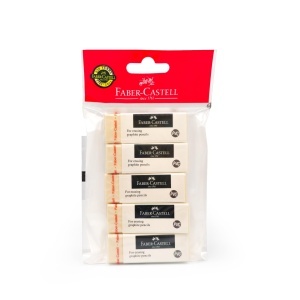Radier de cauciuc Faber-Castell 7081 N, PVC-free, 5 bucati, alb - Img 3