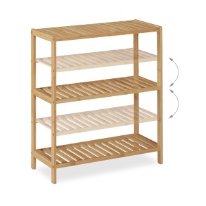 Raft de baie Relaxdays din bambus, 3 etaje, inalt adjustable, design natural - Img 6