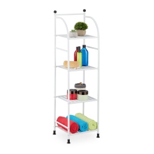 Raft de depozitare Relaxdays, metal, 115x33x28 cm, 4 rafturi, alb
