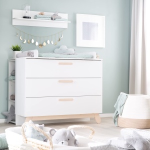 Raft de perete Roba, 90 cm, alb, pentru carti si accesorii - Img 3
