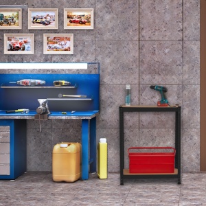 Raft greu Relaxdays, 180 x 70 x 45 cm, 500 kg, metal si MDF, 5 niveluri, negru - Img 2