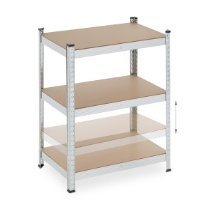 Raft metalic greu Relaxdays, 2 piese, 5 niveluri, 500 kg, 180x70x45 cm, argintiu - Img 7