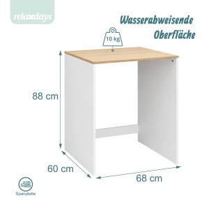 Raft pentru masina de spalat Relaxdays, 88x68x60 cm, albnatur, cu suport pentru detergent - Img 5