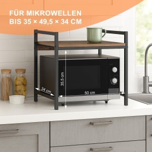 Raft pentru microunde Relaxdays, metal si MDF, stabil, 40 x 53 x 33 cm - Img 5