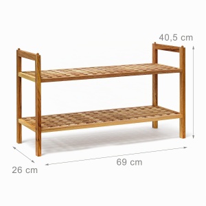 Raft pentru pantofi Relaxdays, din lemn de nuc, 2 etaje, 40,5 x 69 x 26 cm - Img 4