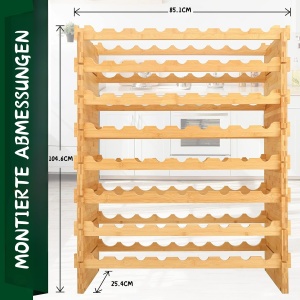 Raft pentru Vin NutriChef din Bambus - 72 Sticle, 4 Etaje, Montaj Fara Unelte - Img 2