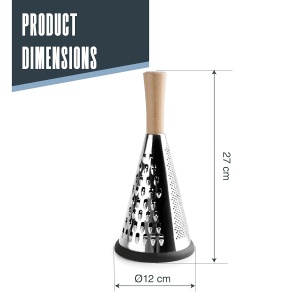 Rasa din inox Lacor 61366 cu maner din lemn de fag, 3 tipuri de razuire, 12 cm x 27 cm - Img 2
