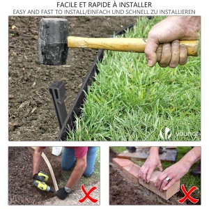 Rasenkante Flexibila VOUNOT, 20m, 8cm inaltime, 3mm grosime, culoare gri - Img 4