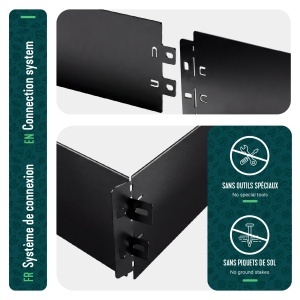 Rasenkante Metal VOUNOT 25m, 100cm x 13cm, Negru - Img 4