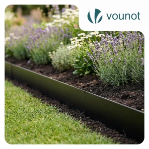 Rasenkante Metalica VOUNOT 20m, Inaltime 18cm, Culoare Negru - Img 2