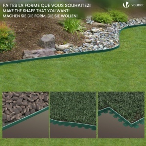 Rasenkante VOUNOT 20m x 5cm, Culoare Verde si Verde Deschis - Img 3