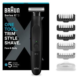 Rasnita electrica Braun Series XT3, 3 in 1, Negru, 45 min autonomie, 7 accesorii