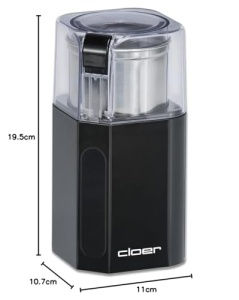Rasnita electrica de cafea si condimente Cloer 7580, 200 W, pentru pesto, nuci si cereale, boabe de cafea de pana la 70 g, recipient detasabil din otel inoxidabil, negru - Img 12