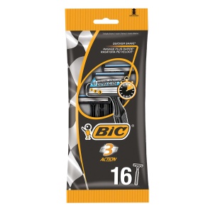 Rasoir Barbati BIC 3 Action, Set 16 Rasoare, 3 Lame, Aloe Vera