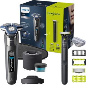 Rasoir electric Philips S7000 cu tehnologie SkinIQ, trimmer si statie de curatare