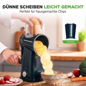 Razatoare manuala NutriChef cu 5 tamburi, culoare albastra, cu suport antiderapant - Img 6