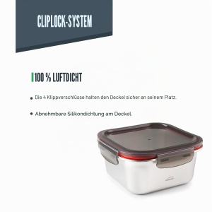 Recipient alimentare Lacor Ecoinox 0.65L, otel inoxidabil, cu capac si sistem ClipLock - Img 6