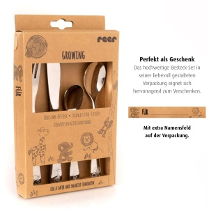 Reer Growing Set Tacamuri Copii 4 Piese Inox Cromat 1810 Motive Animale - Img 8