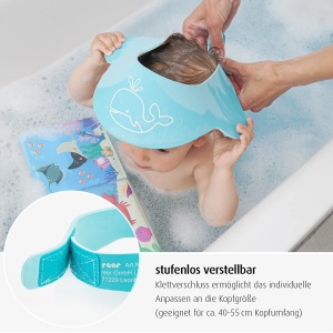 Reer MyHappyBath Cap Protectie pentru sampon ajustabila albastru 40-55 cm - Img 4