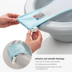 Reer MyHappyBath Sling Albastru 100x64 cm Material Poliester Suport Bebe pentru Baie - Img 5