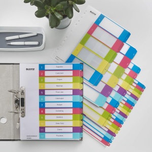 Register Leitz WOW A4, 12 Trennblatter, extrabreit, mai multe culori - Img 2