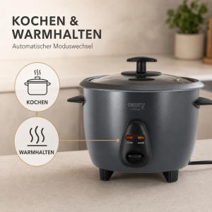 Reiscocher Camry 1L - 400W, cu functie de mentinere la cald, gri - Img 4