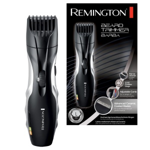 Remington Beard Trimmer Men [auto-ascutire. Lame ceramice / 0,4-18 mm] Set de tuns barba (cadran cu 9 setari de lungime de la 1,5 mm, retea / baterie, indicator de incarcare LED, aparat de tuns par lung) MB320C