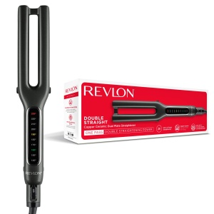 Revlon Double Straight (design cu placi duble, tehnologie avansata cupru-ceramica, afisaj LED, sistem inteligent de stocare a temperaturii, 10 setari de temperatura de pana la 235 deg C) RVST2204E - Img 1