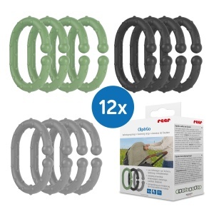 Rings de fixare reer ClipGo 12 bucati pentru carucior si patut culori vesele - Img 2