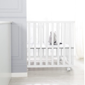 Roba Laufgitter 75x100 cm Alb Pliabil Mobil cu Role - Img 7