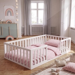 Roba Montessori 70x140 cm alba cu Rausfallschutz si Lattenrost
